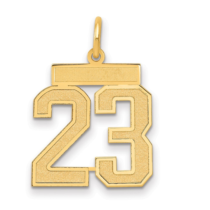 14k Medium Satin Number 23 Charm LSM23