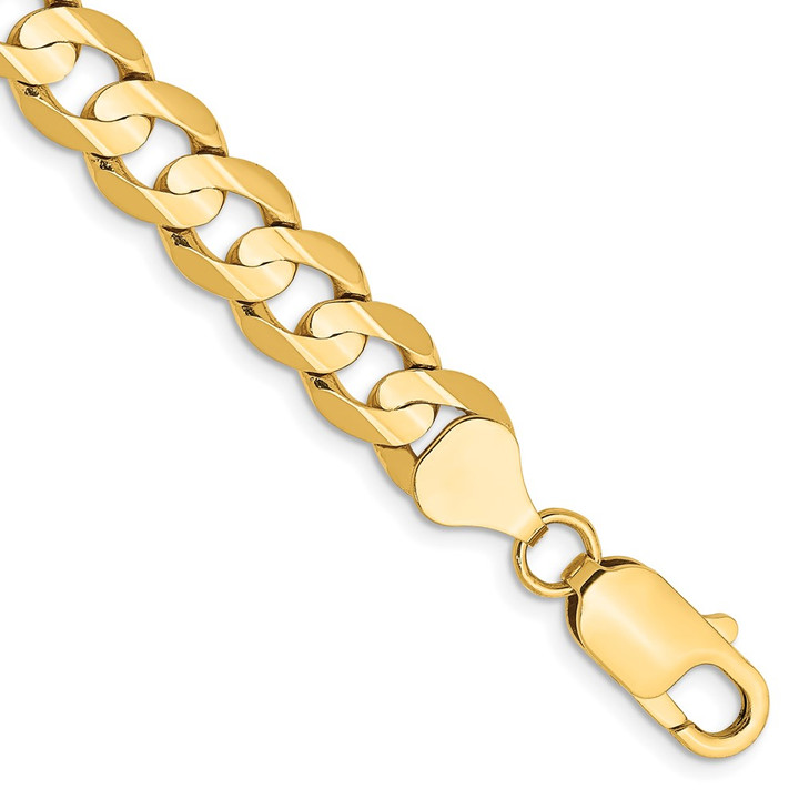 14K 9 inch 7.5mm Open Concave Curb with Lobster Clasp Chain LCR200-9