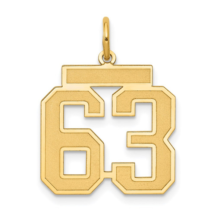 14k Medium Satin Number 63 Charm LSM63