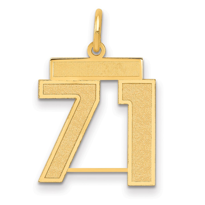 14k Medium Satin Number 71 Charm LSM71