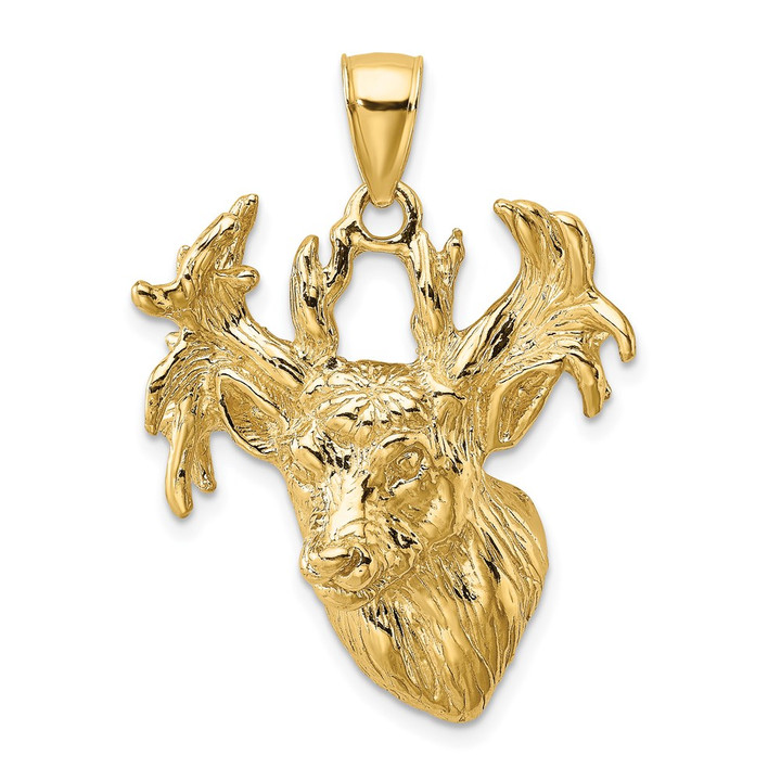 14K 2-D Textured Deer Head Charm K6570