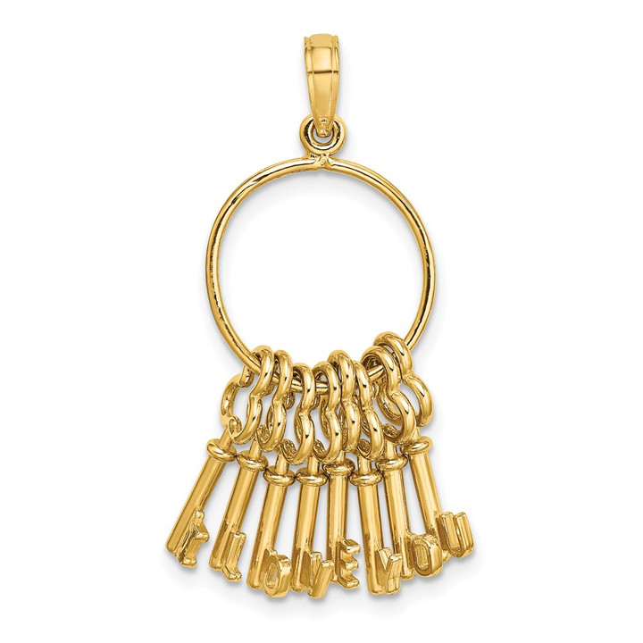 14K Moveable 3D I LOVE YOU  Key Chain Charm K7264