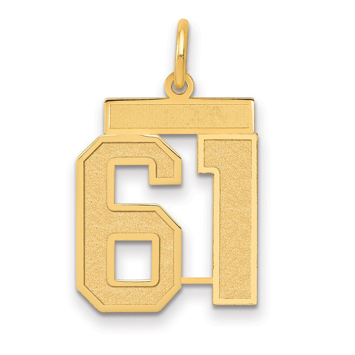 14k Medium Satin Number 61 Charm LSM61