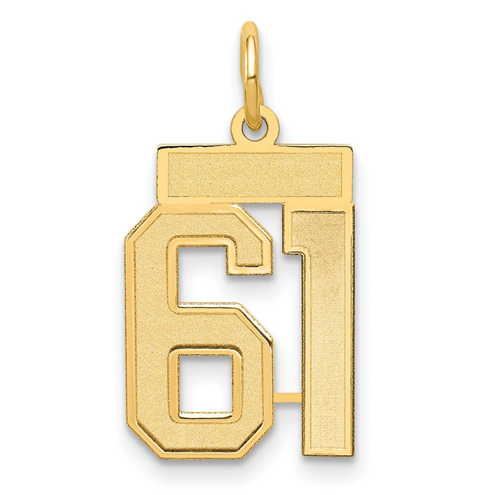 14k Small Satin Number 61 Charm LSS61