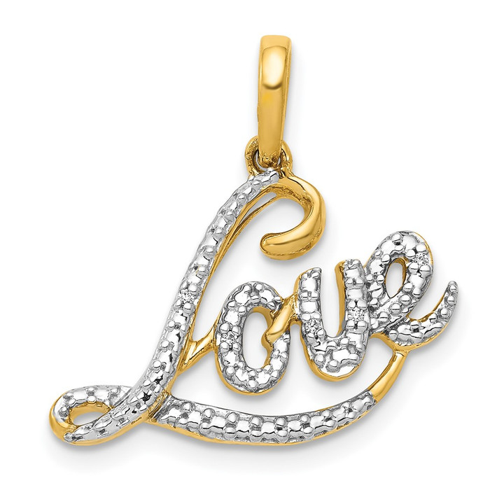 14k w/Rhodium .02ct. Diamond LOVE Pendant PM4940-002-YA