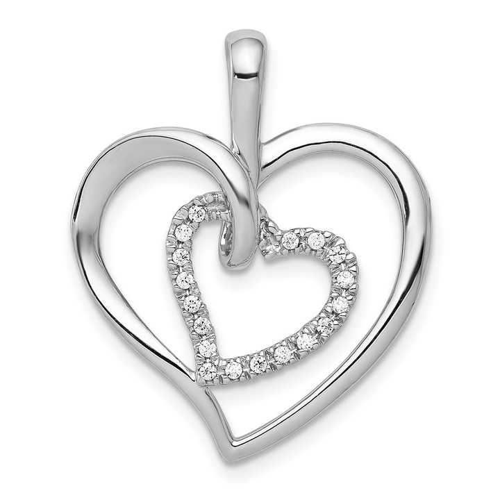 14k White Gold 1/10ct. Diamond Double Heart Pendant PM4928-010-WA