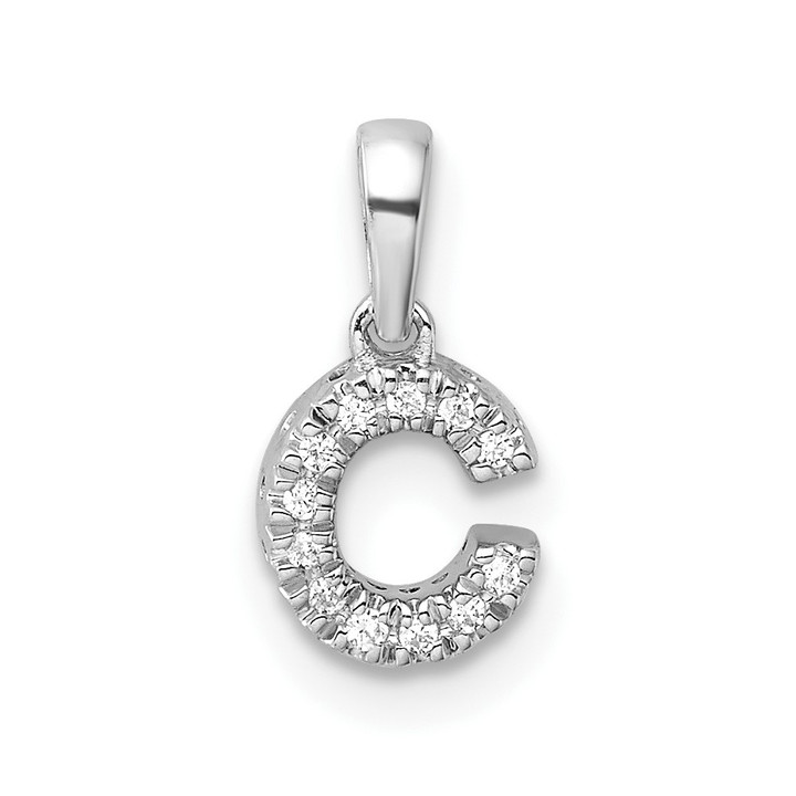 14K  White Gold Diamond Letter C Initial with Bail Pendant PM9797C-005-WA