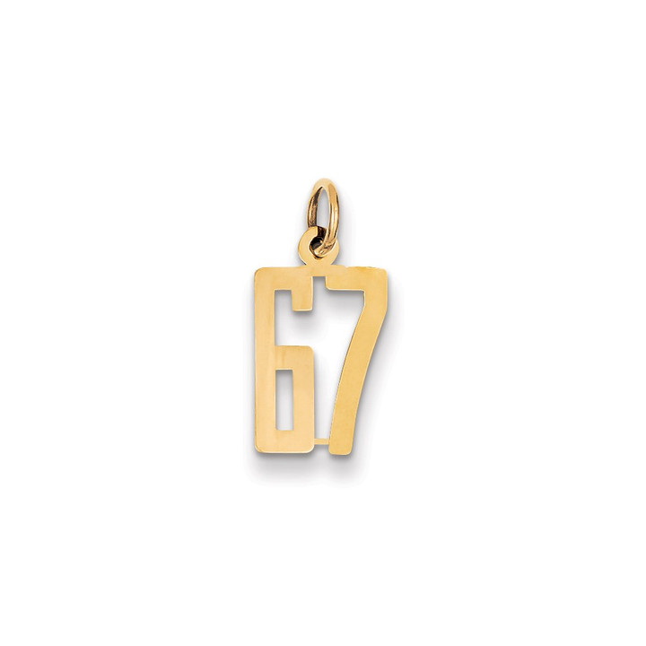 14k Small Elongated Number 67 Charm LES67