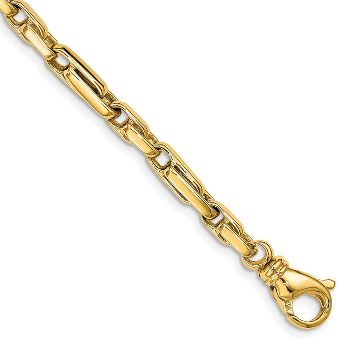 14K 24 inch 5mm Hand Polished Fancy Link with Fancy Lobster Clasp Chain LK738-24