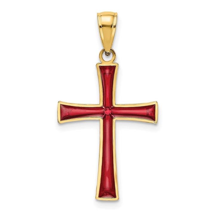 14K Red Enameled Cross Charm K8623