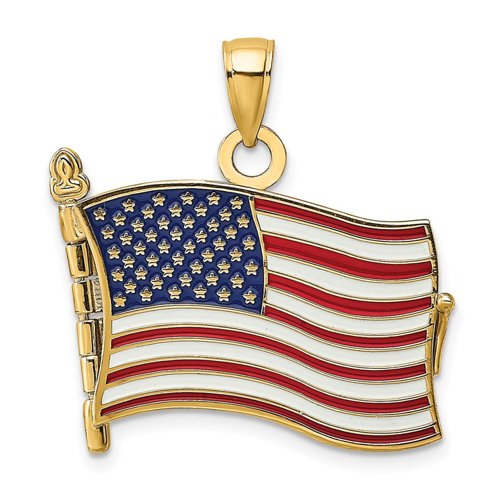 14K w/ Enamel 3-D Pledge Of Allegiance Flag Book Charm K6697