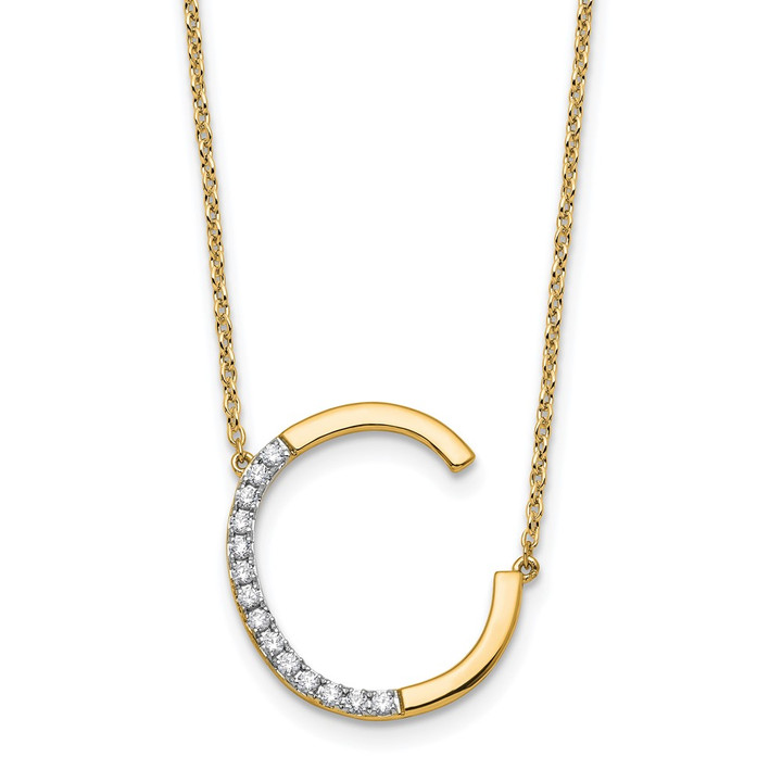14K Sideways Diamond Initial C Necklace PM9844C-017-YA