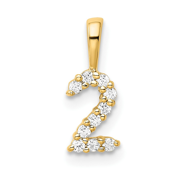 14K Diamond Number 2 Pendant PM8369-2-010-YA