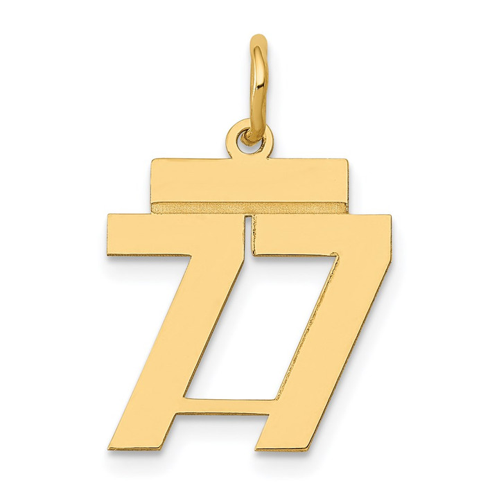 14k Small Polished Number 77 Charm LS77