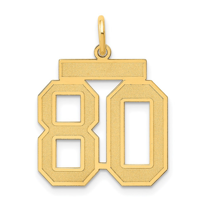 14k Medium Satin Number 80 Charm LSM80