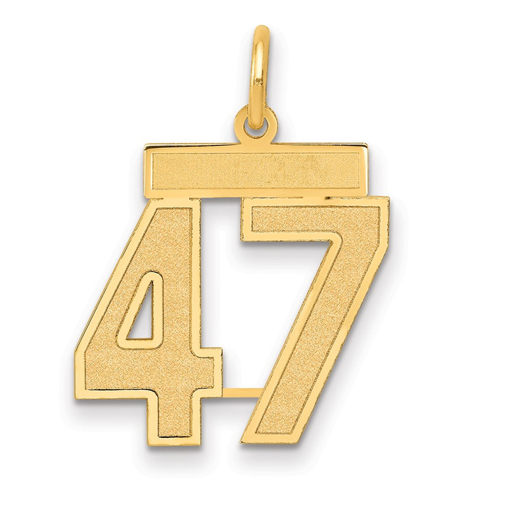 14k Medium Satin Number 47 Charm LSM47