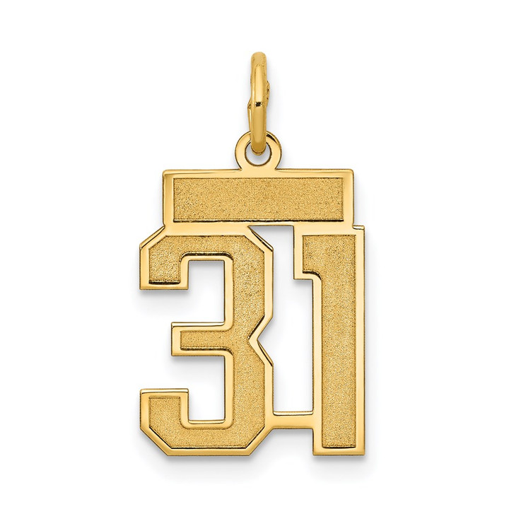 14k Small Satin Number 31 Charm LSS31