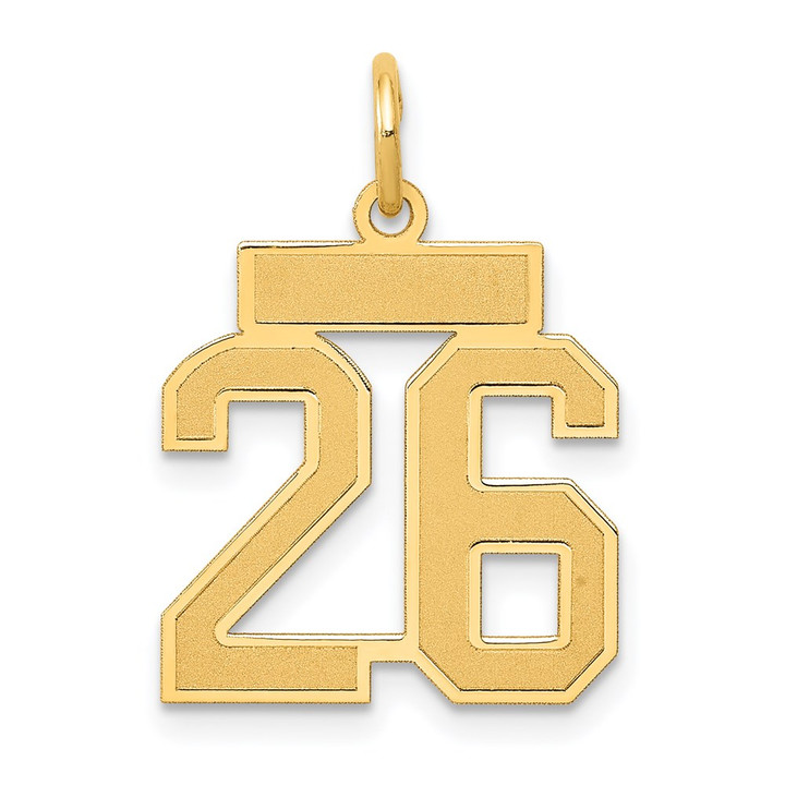 14k Small Satin Number 26 Charm LSS26
