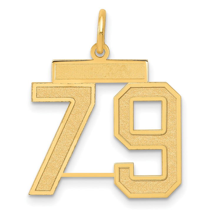 14k Medium Satin Number 79 Charm LSM79