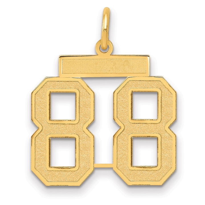 14k Medium Satin Number 88 Charm LSM88