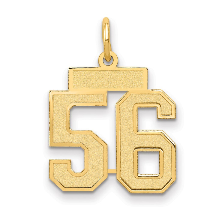 14k Small Satin Number 56 Charm LSS56