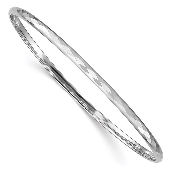 Sterling Silver 3.00mm Rhodium Polished Patterned Bangle QB679