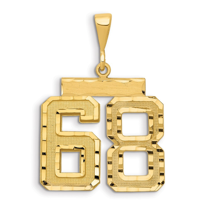 14k Large Brushed Diamond-cut Number 68 Charm LN68