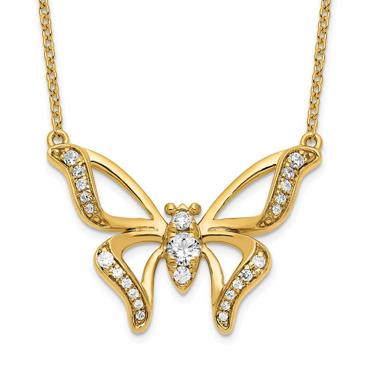 14K Lab Grown Diamond VS/SI FGH Small Butterfly Necklace PM7974-026-YLG