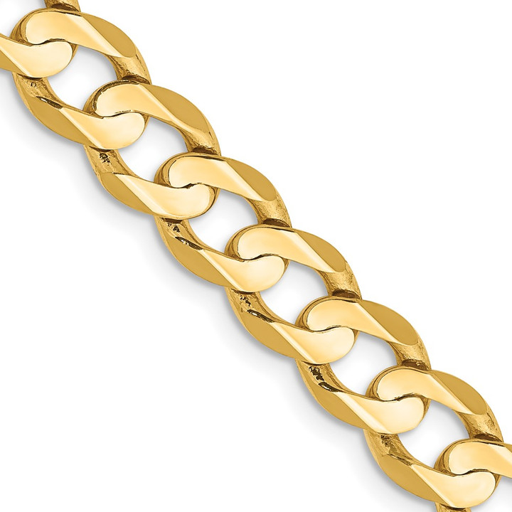 14K 18 inch 6.75mm Open Concave Curb with Lobster Clasp Chain LCR180-18
