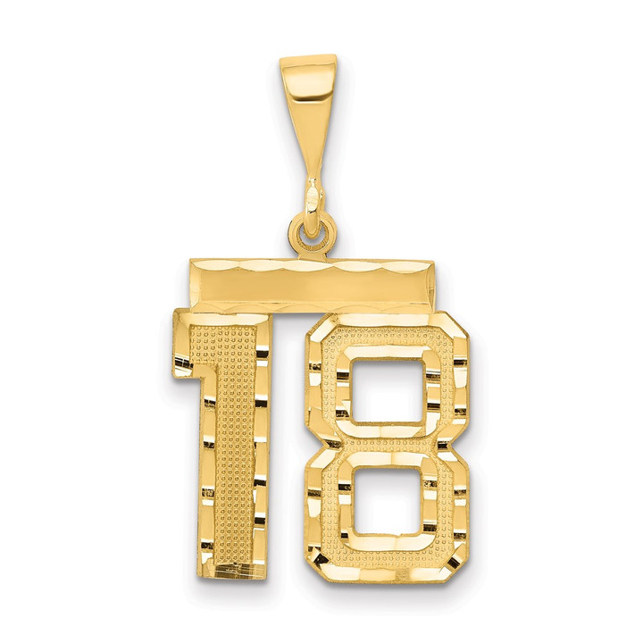 14k Medium Diamond-cut Number 18 Charm MN18