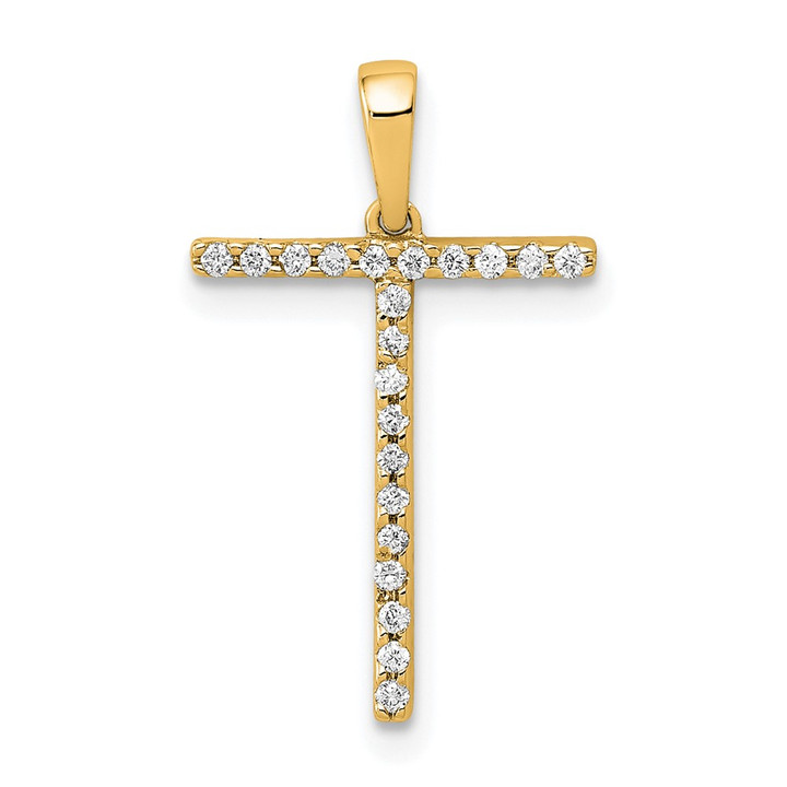 14K Diamond Letter T Initial Pendant PM5222T-007-YA
