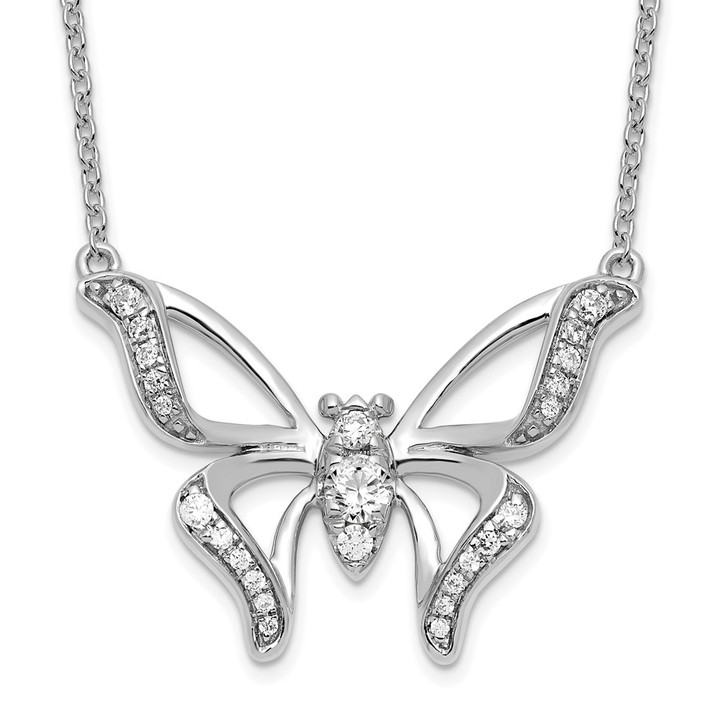 14K White Gold Lab Grown Diamond VS/SI FGH Small Butterfly Necklace PM7974-026-WLG