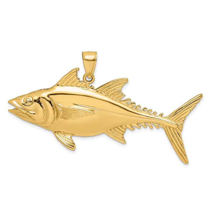 14K 3-D Polished Skipjack Tuna Fish Charm K8113