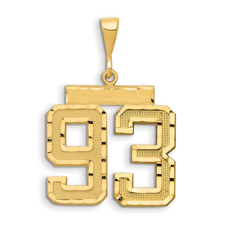 14k Large Brushed Diamond-cut Number 93 Charm LN93