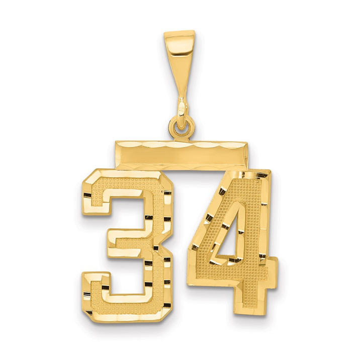 14k Medium Diamond-cut Number 34 Charm MN34
