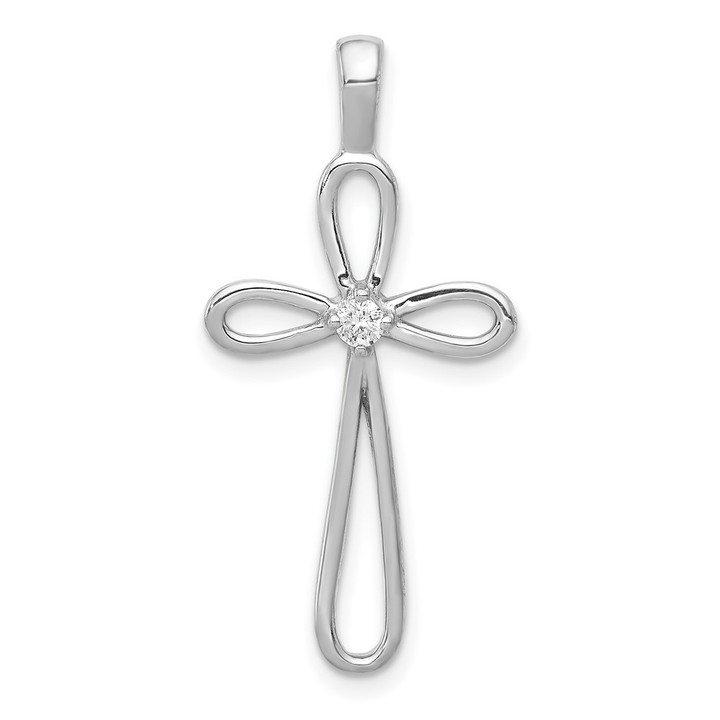 14k White Gold AA Diamond Cross Pendant PM5015-005-WA