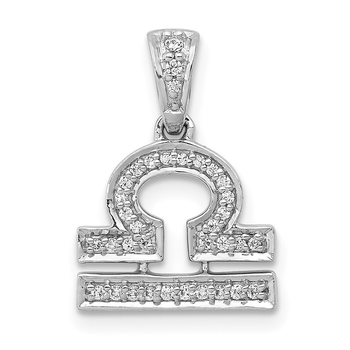 14k White Gold Diamond Libra Zodiac Pendant PM4108-012-WA