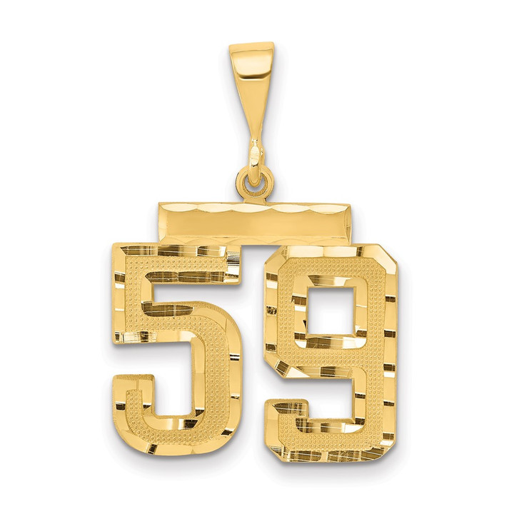 14k Medium Diamond-cut Number 59 Charm MN59