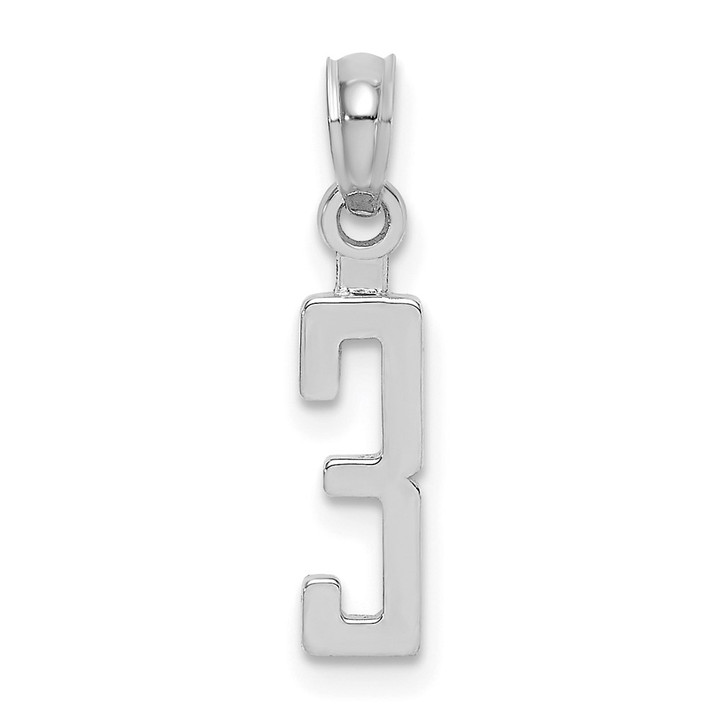 14kw Polished Number 3 Pendant NU03W