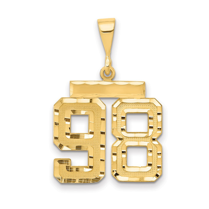 14k Medium Diamond-cut Number 98 Charm MN98