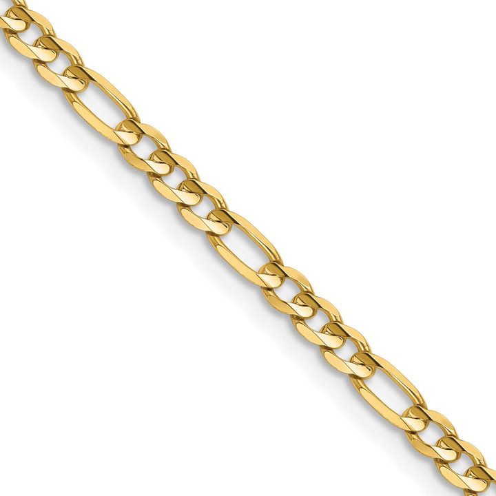 14K 30 inch 3mm Concave Open Figaro with Lobster Clasp Chain LFG080-30