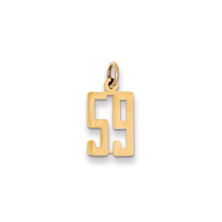 14k Small Elongated Number 59 Charm LES59