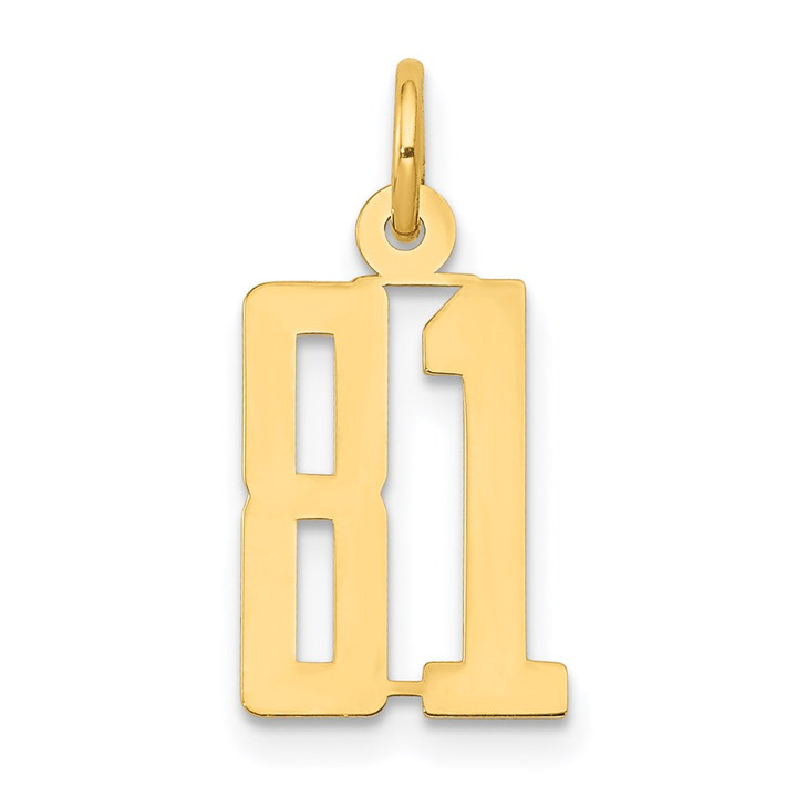 14k Small Elongated Number 81 Charm LES81