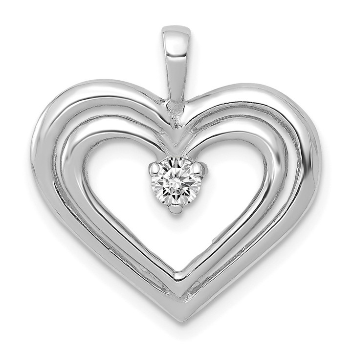 14k White Gold AA Diamond Double Heart Pendant PM4842-013-WA