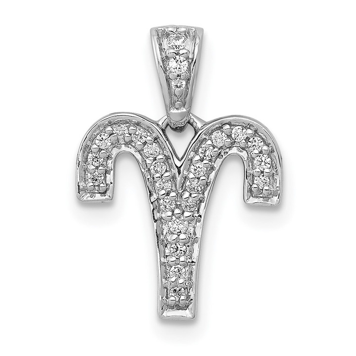 14k White Gold Diamond Aries Zodiac Pendant PM4102-012-WA