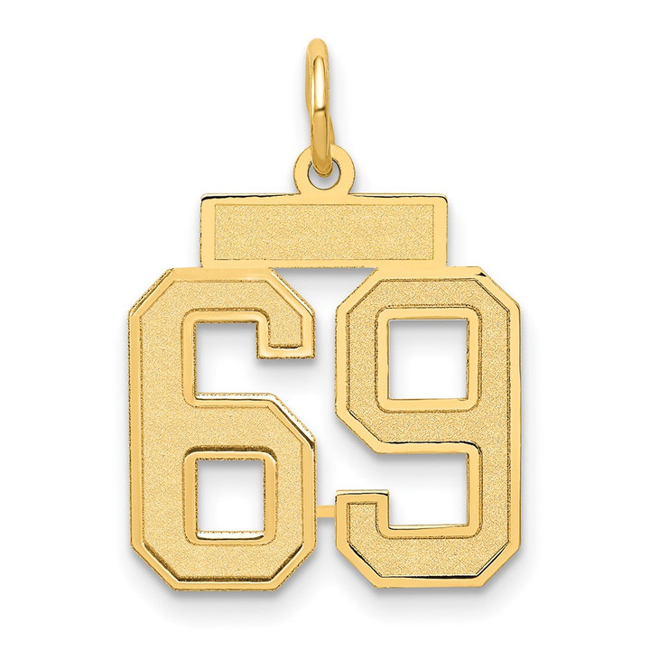 14k Small Satin Number 69 Charm LSS69