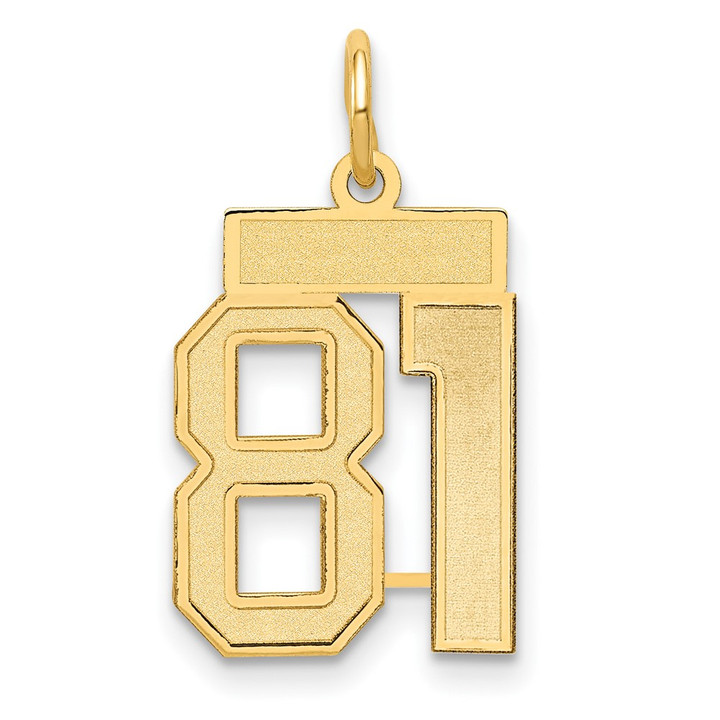 14k Small Satin Number 81 Charm LSS81