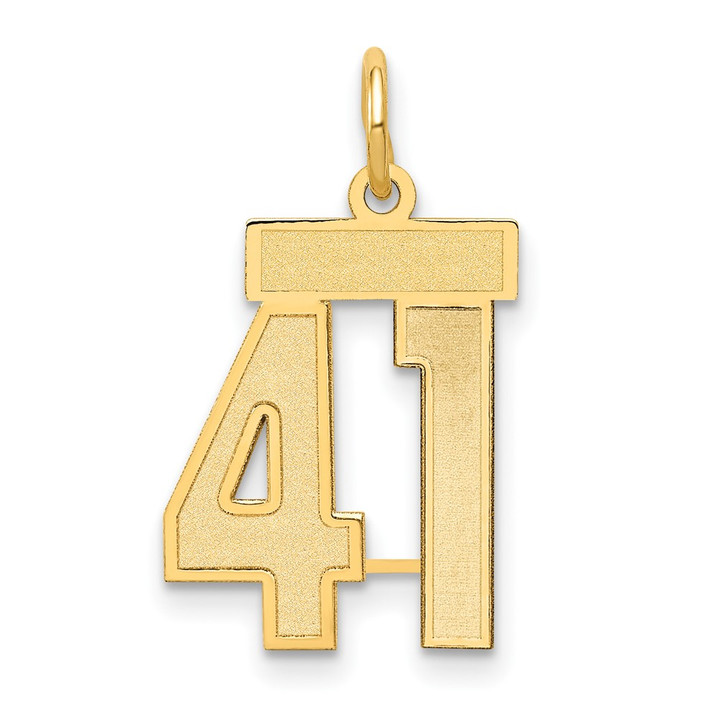14k Small Satin Number 41 Charm LSS41