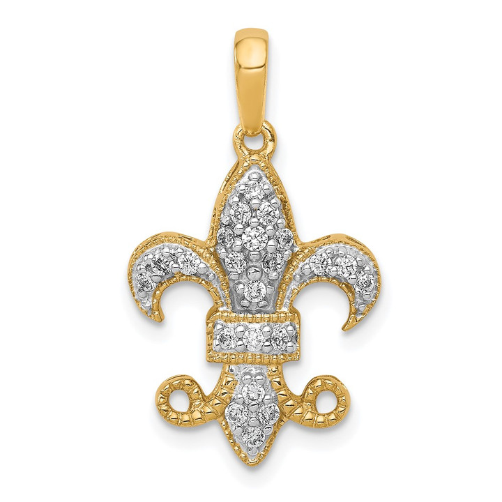 14K Lab Grown Diamond VS/SI FGH Fleur De Lis Pendant PM5154-020-YLG