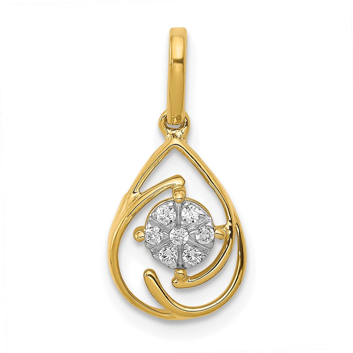 14k Polished 1/15ct. Diamond Fancy Teardrop Pendant PM4779-008-YA
